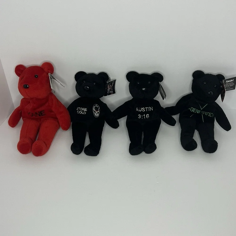 VTG 1999 WWF Attitude Bears Lot Of 4 With Tags Stone Cold Kane D-Generation X